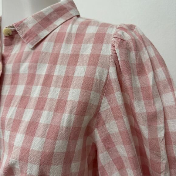 Zara Girls Linen Blend Checked Knotted Gingham Pink Buttoned Top 13-14 - Picture 3 of 8